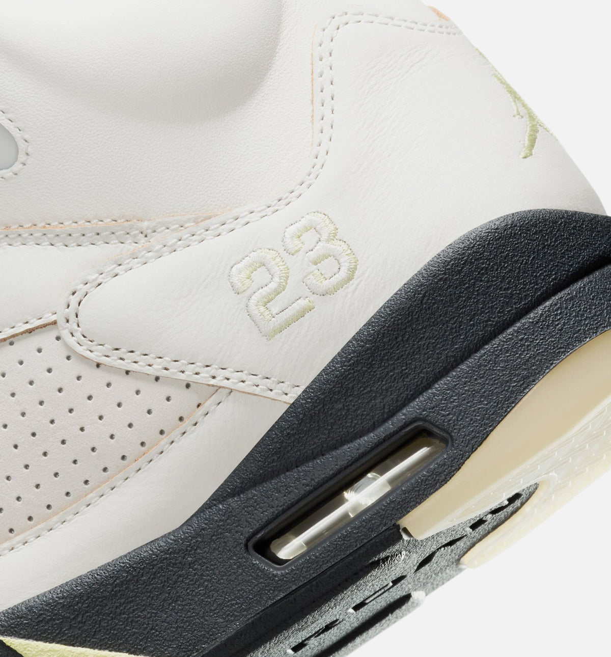 Air Jordan 5 Retro Luminous Green and Sail Women's Lifestyle Shoes - Sail/Luminous Green/Charcoal Grey