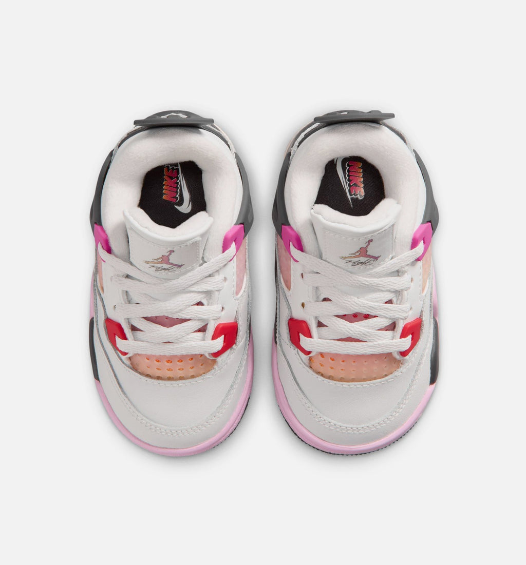 Air Jordan 4 Retro Comic Infant/Toddler Shoes - Off White Fire Pink Anthracite