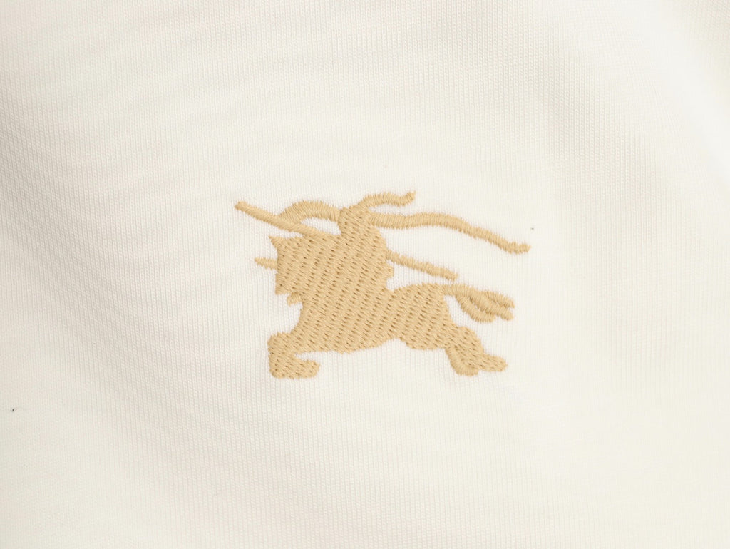 Burberry Oval Equestrian Back-Graphic Long-Sleeve Top - Cream